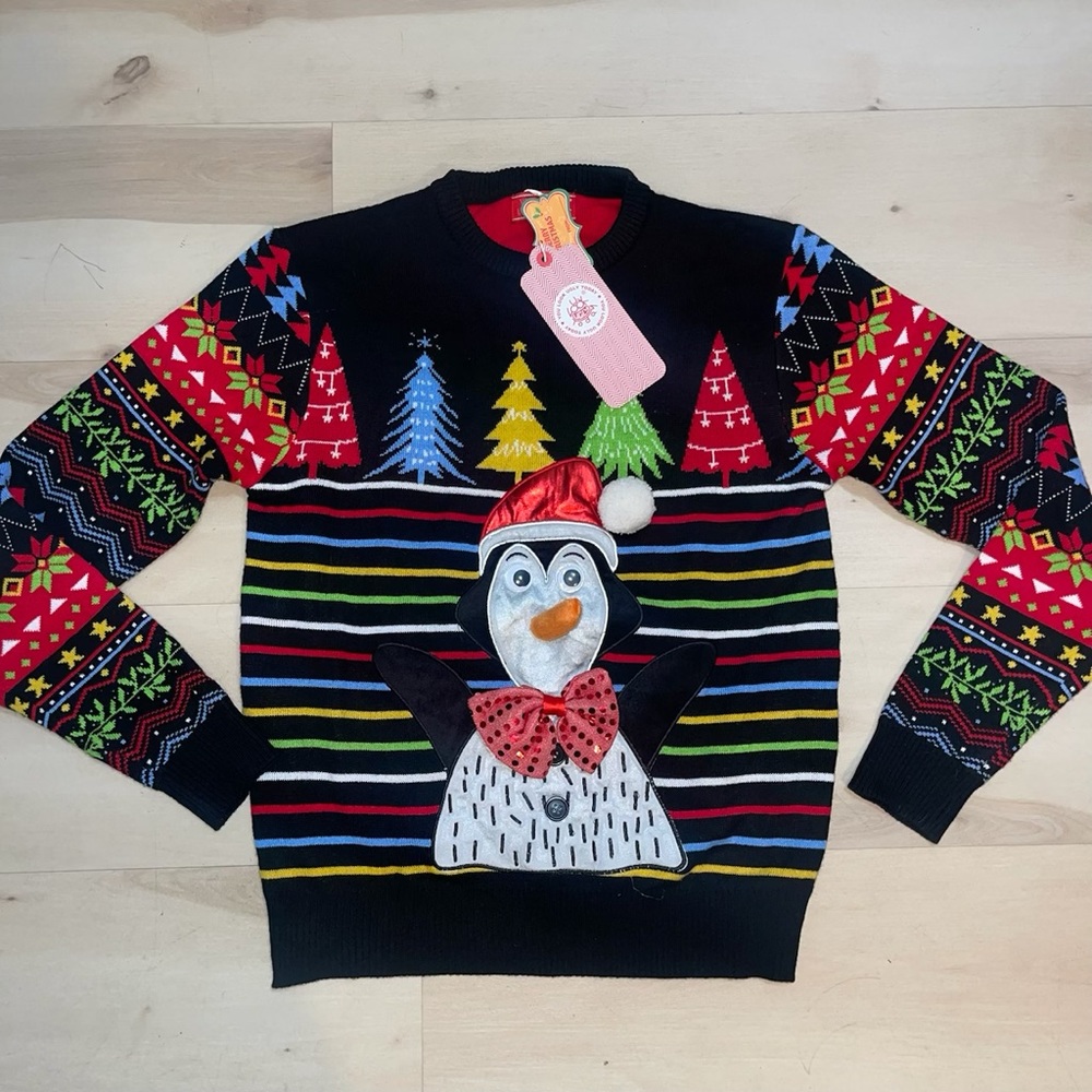 You Look Ugly Today Snow Posh Penguin Light-Up Sweater